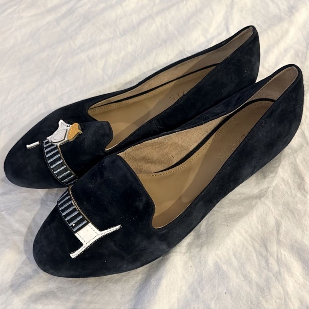Talbots Navy Blue Embroidered Flats - Picture 3 of 9
